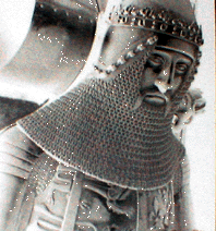 A negative image of the  effigy  of the 'Black Prnce' at Canterbury Cathedral.