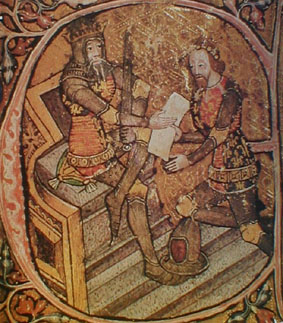 Edward III and Edward The Black Prince who receives Gascony